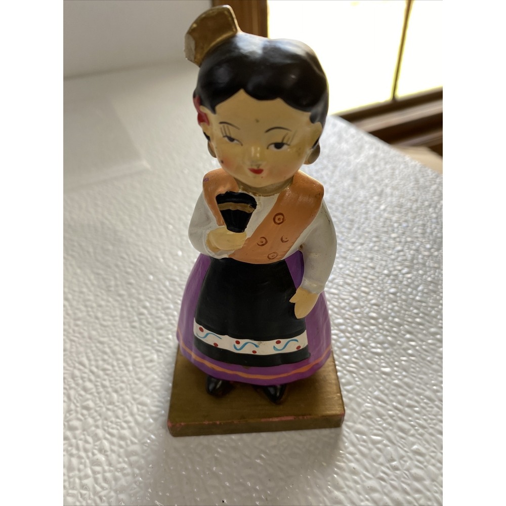 Vintage Maria from Spain Figurine Japan Souvenir Purple Dress Good Hand Painted